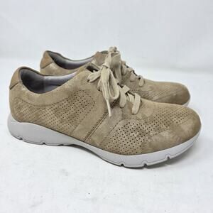 Dansko Alissa Perforated Sneaker Women 7 US 37 EU Beige Casual Comfort Leather